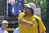 National duty ... Pat Rafter remonstrating with officials during the 2011 tie against Switzerland