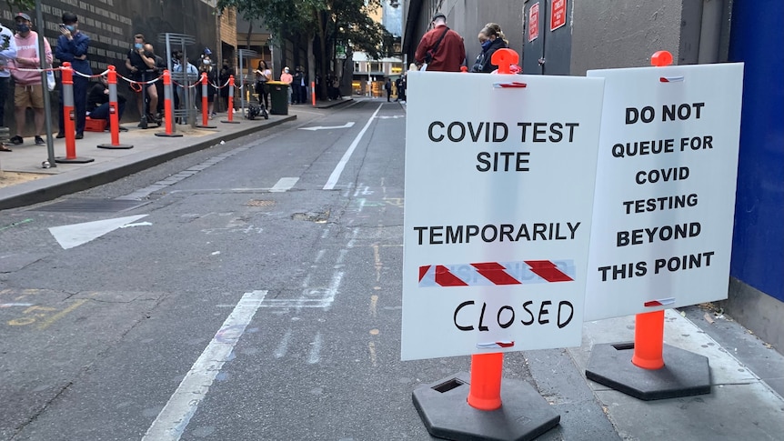 A closed sign at a testing centre.