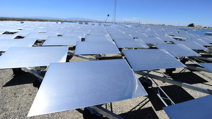 Heliostat panels at a solar thermal power plant