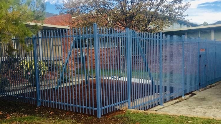 The lockable fenced play area for teenagers with autism at a Hobart high school.