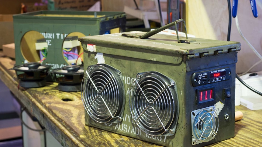 Bluetooth speakers made from recycled parts by volunteers at Substation33.