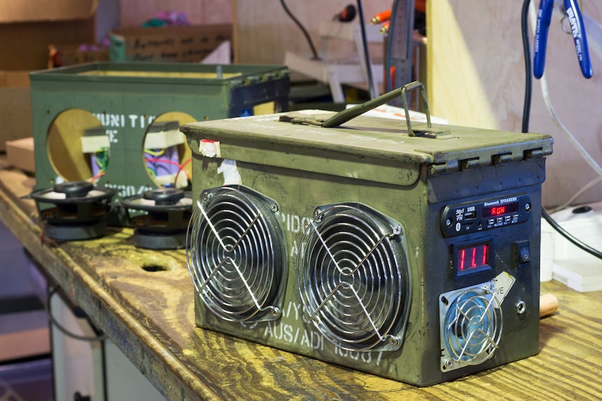 Bluetooth speakers made from recycled parts by volunteers at Substation33.