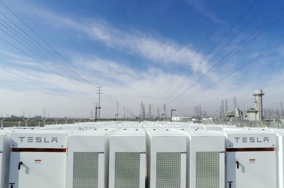 Tesla's lithium ion battery storage project in Mira Loma, in Southern California.