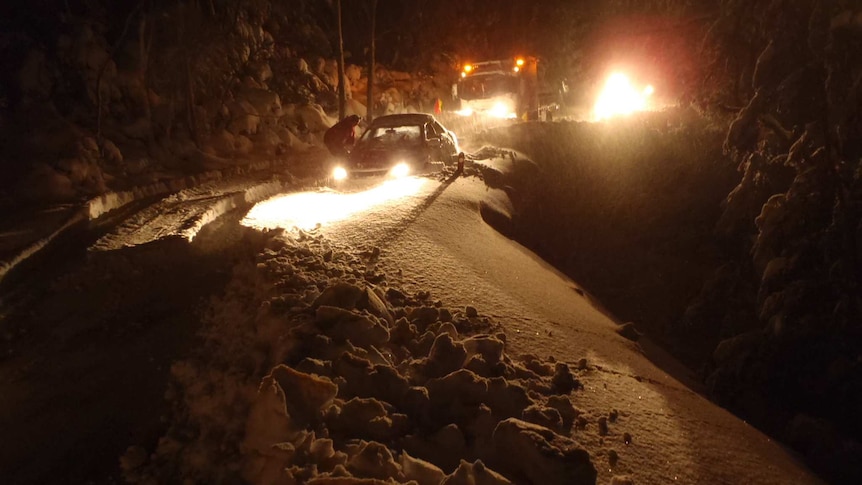 Emergency crews go to the aid of stranded motorists at Mt Field