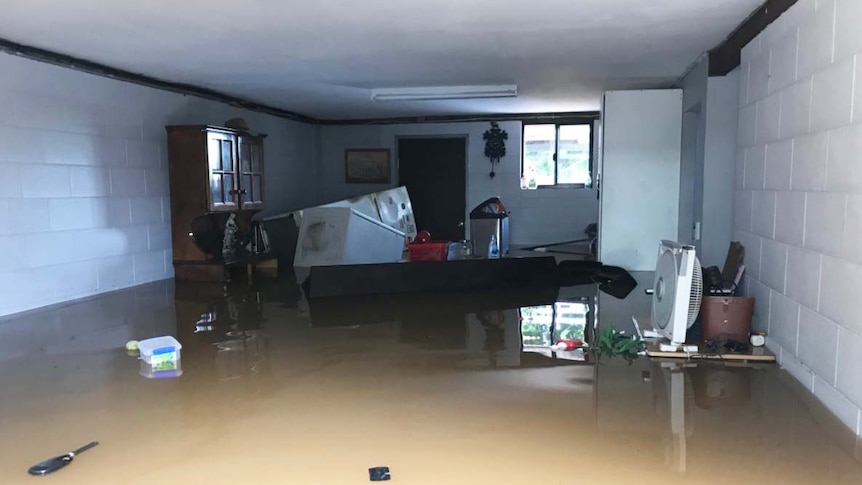 Flooded downstairs area of Innisfail resident Sharnie Morrissy's home.