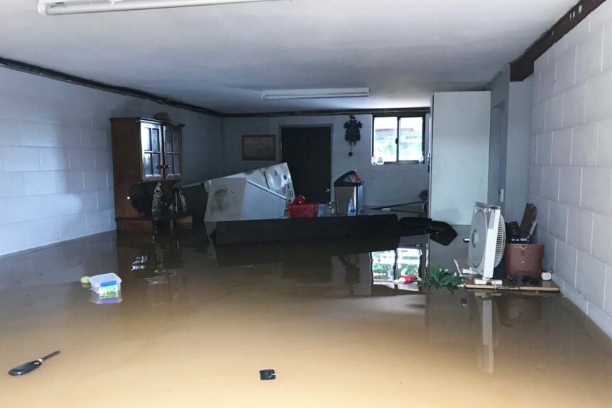 Flooded downstairs area of Innisfail resident Sharnie Morrissy's home.