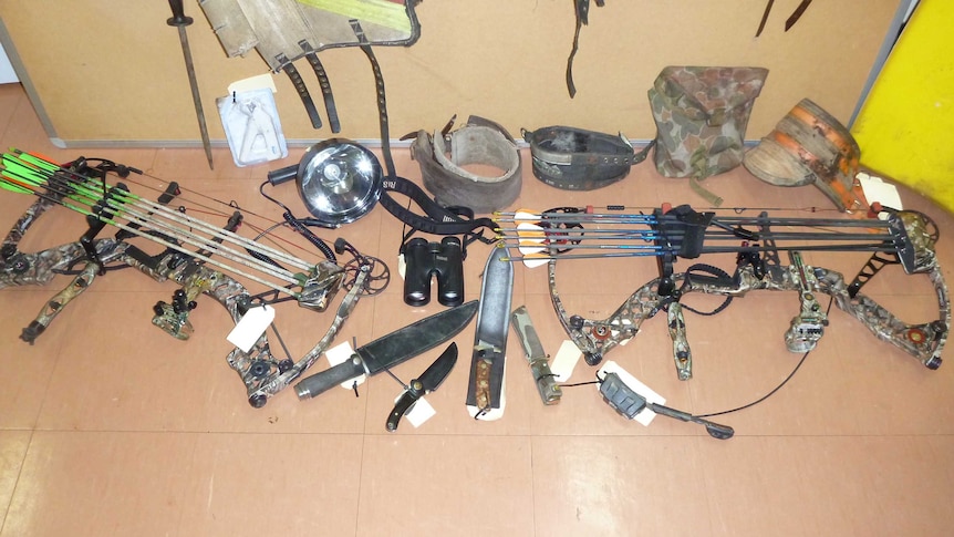 Hunting equipment seized during a crackdown in state forests in June 2014.
