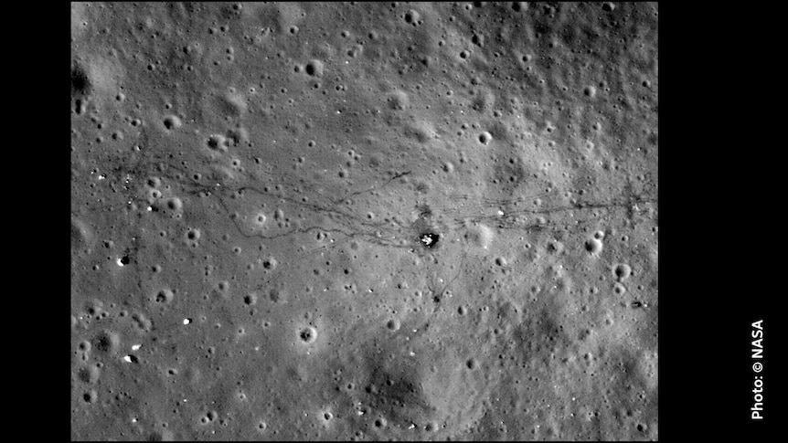 Close up of Apollo 17 landing site taken by the Lunar Reconnaissance Orbitor.