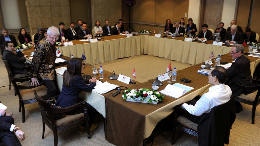 The 12 trade ministers attend Trans-Pacific Partnership meeting