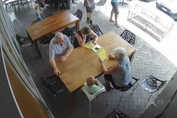 Security camera footage from a Brisbane cafe