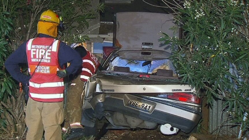 Car crashes through lounge room at Glengowrie