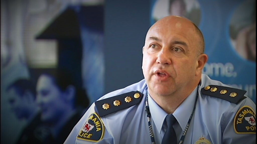 Tasmanian Police Officer Paul Reynolds at a press conference.