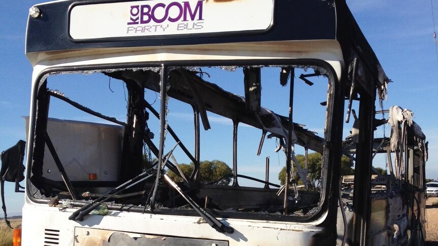 A tyre burst, then fire engulfed the kaBOOM party bus