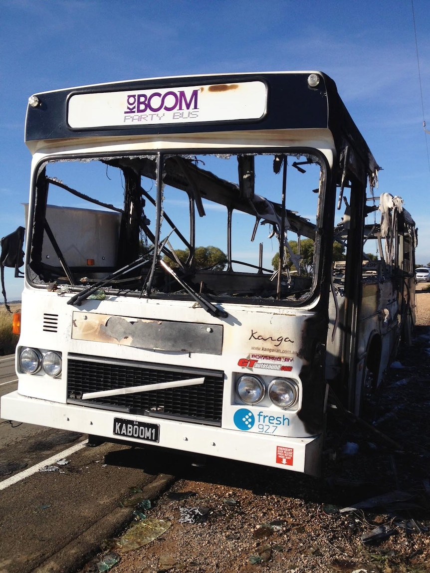 A tyre burst, then fire engulfed the kaBOOM party bus