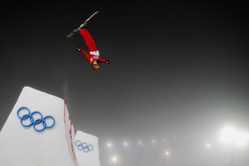Nannan Xu of China competes in the Women's Freestyle Skiing Aerials at the Beijing Olympics