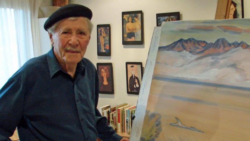 Tasmanian artist Max Angus in his Hobart studio.