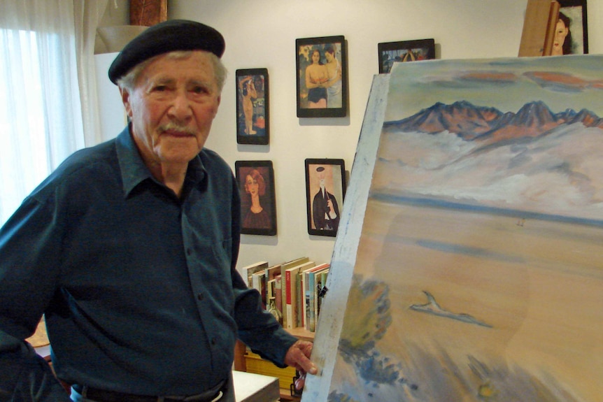 Tasmanian artist Max Angus in his Hobart studio.