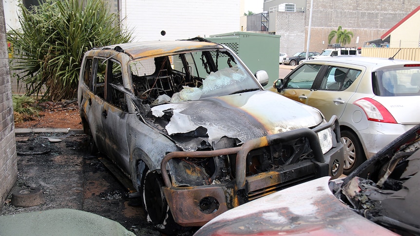 Cars destroyed by fire
