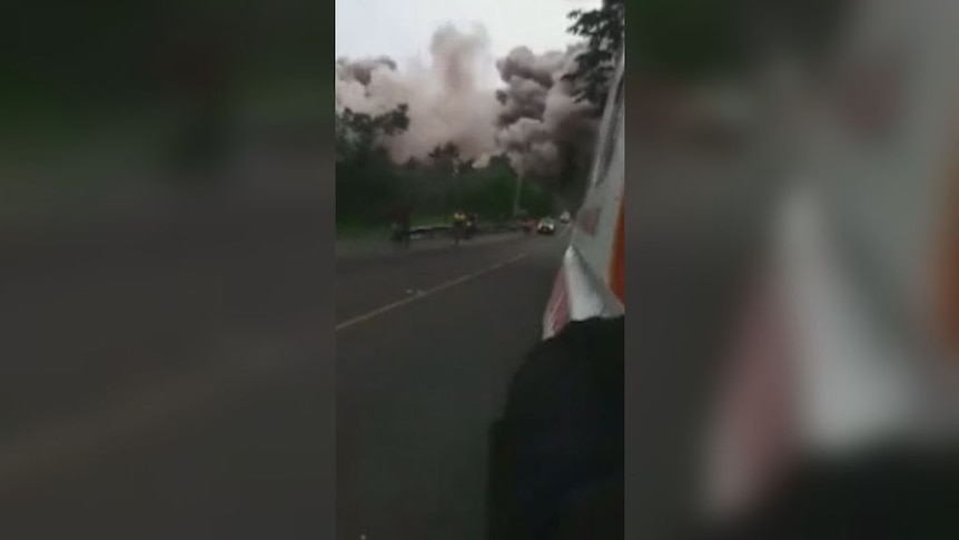 Ambulance gets engulfed by torrent of ash from Fuego Volcano