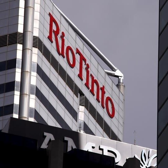 A sign adorns the building where mining company Rio Tinto has their office in Perth, Western Australia, November 19, 2015.