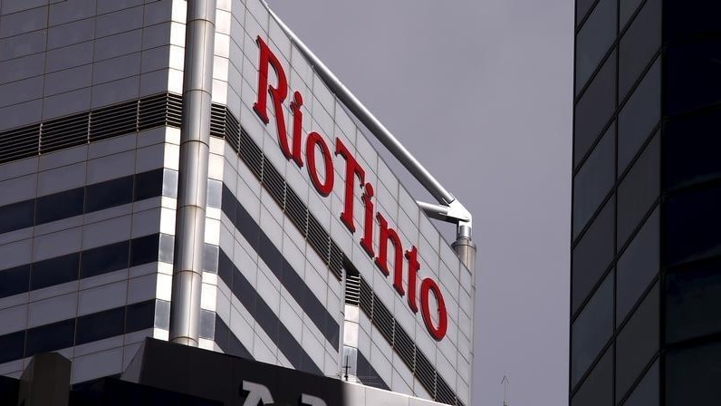 A sign adorns the building where mining company Rio Tinto has their office in Perth, Western Australia, November 19, 2015.