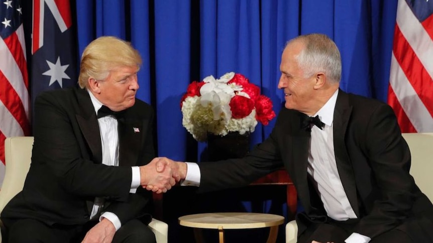 Prime Minister Malcolm Turnbull speaks with Donald Trump
