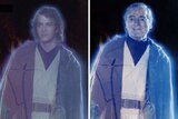 Composite image shows changes director George Lucas made to a scene in Star Wars.