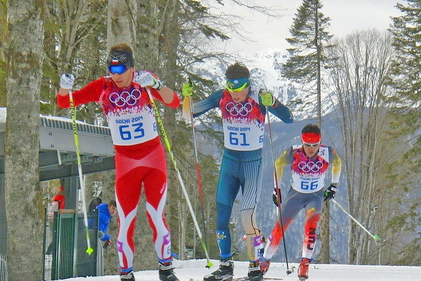 Callum Watson skies at the Sochi Winter Olympics