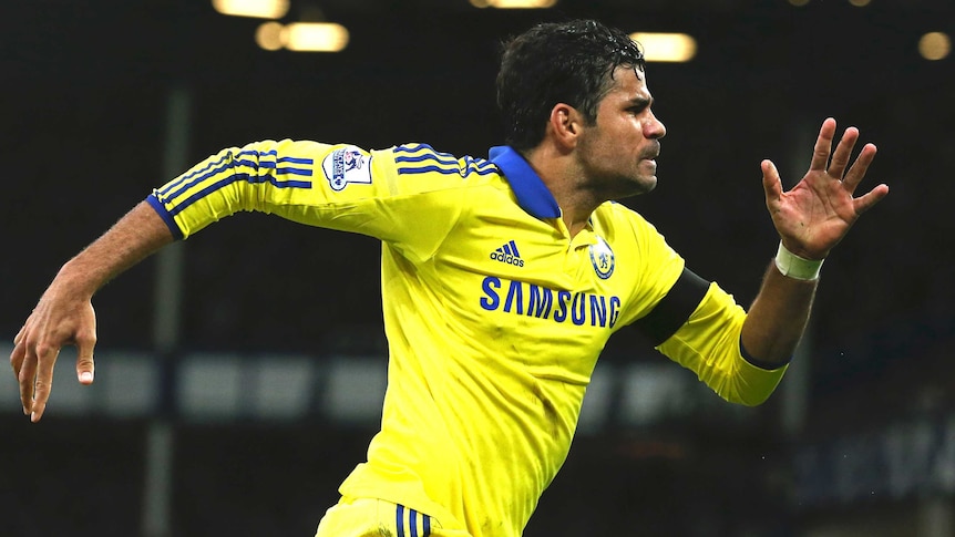 Diego Costa celebrates a Chelsea goal