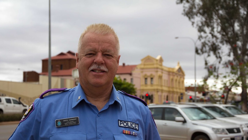 Image of the WA Police Chaplain standing in Hannan Street.