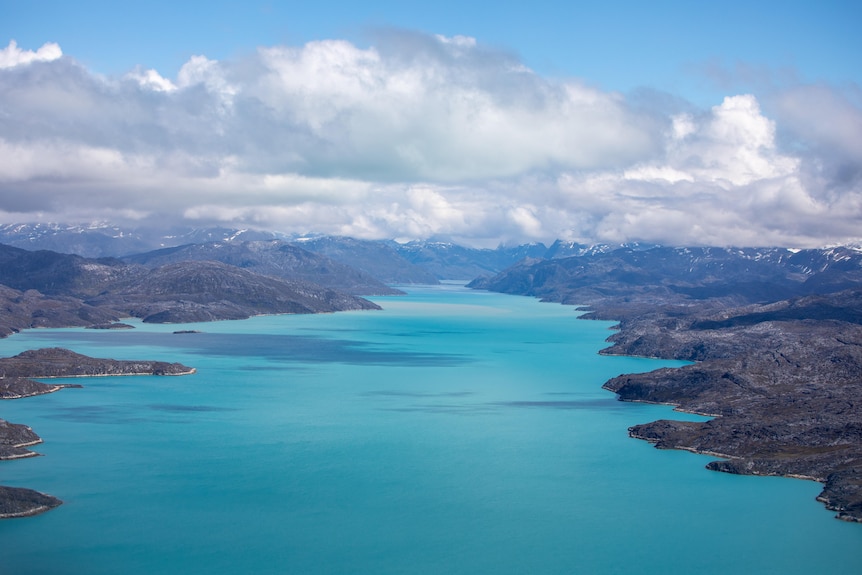 Aerial view of Greenland's impressive landscape. 