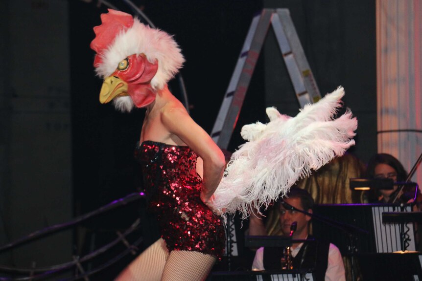 Adelaide Cabaret Festival performer Amy G dressed as a chicken.