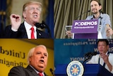 Composite image of Pablo Iglesias, Rodrigo Duterte, Donald Trump, Clive Palmer.