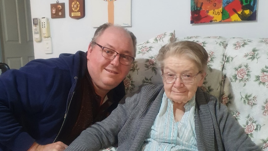 Michael with his mother in the lounge room together