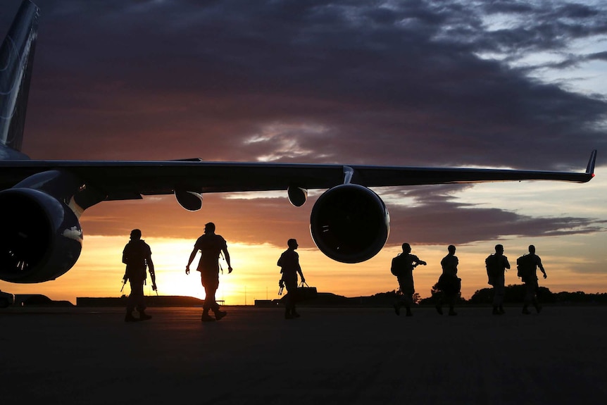 US Marines arrive in Darwin on April 13, 2016 to begin preparation for exercises.