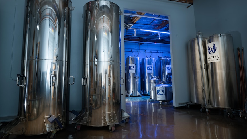 Interior of a viewing room of Alcor Life Extension Foundation's cryogenic facility. 