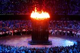 The Olympic cauldron is burns during the opening ceremony of the London 2012 Olympic Games.