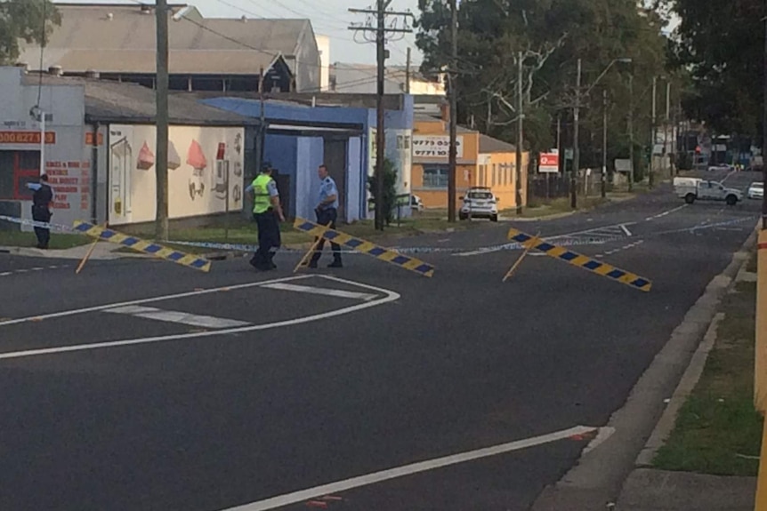 Police at the scene of a Bankstown shooting, April 9, 2016