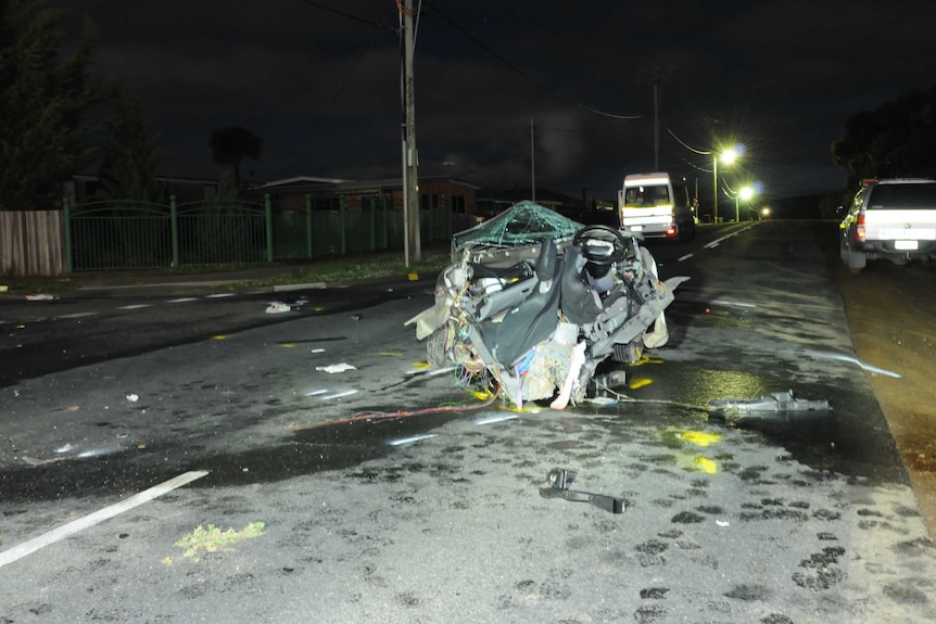 Smashed car at Sorell