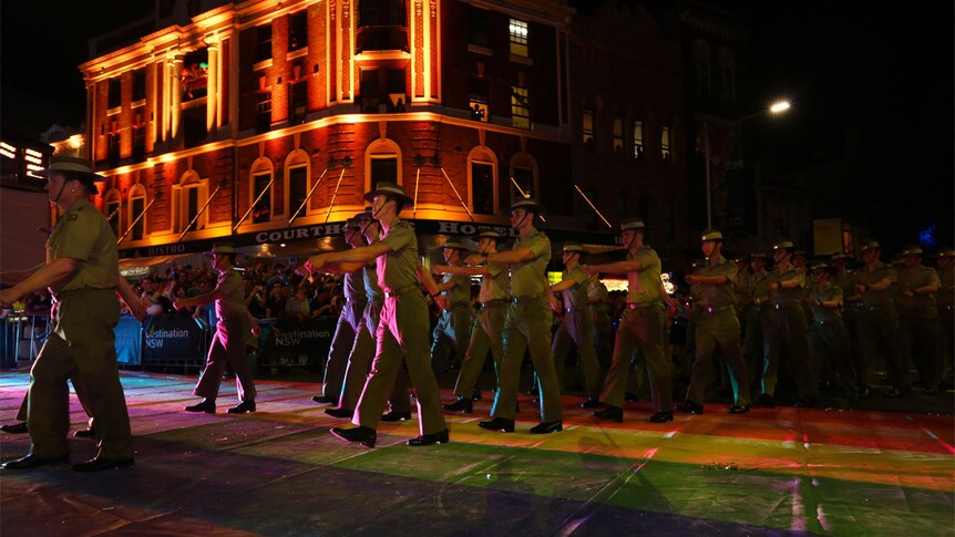 Defence force marchers in Sydney Mardi Gras