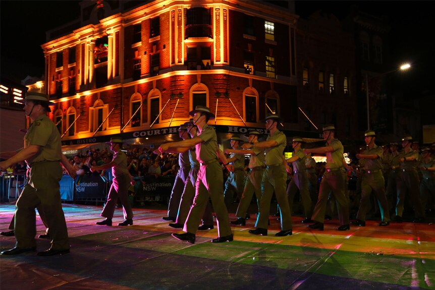 Defence force marchers in Sydney Mardi Gras