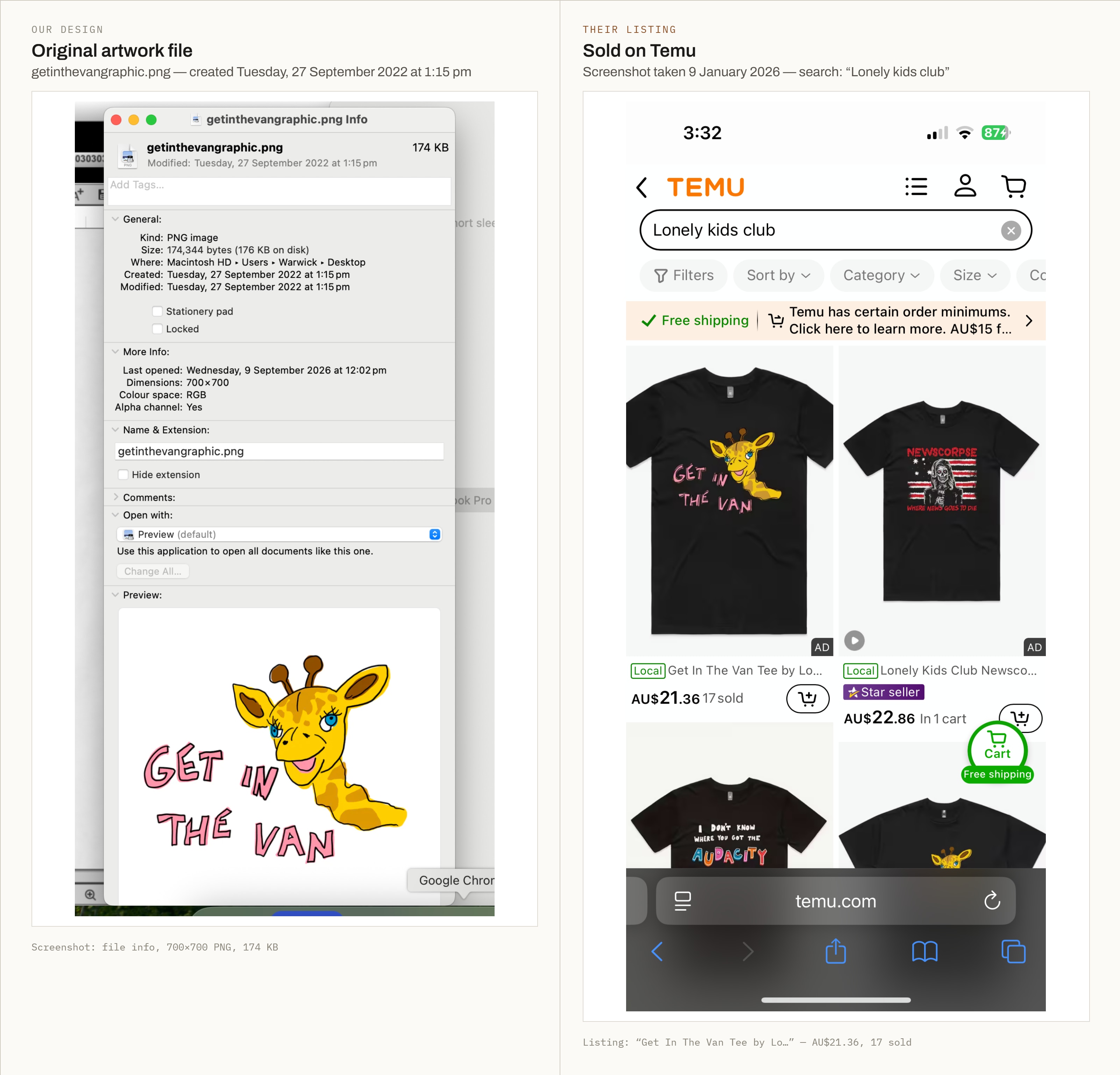 Shirt brand owner shares fix to get thousands of Temu dupes taken down