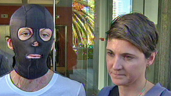 Turia Pitt and Kate Sanderson outside the inquiry.