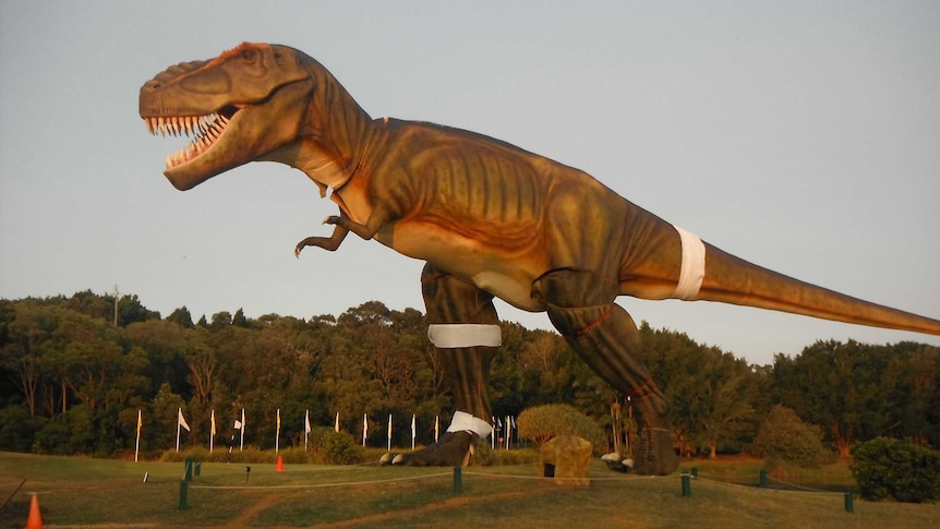 Mr Palmer has erected a life-size Tyrannosaurus rex beside the golf course.