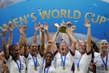 US women's soccer team celebrate winning 2019 world cup