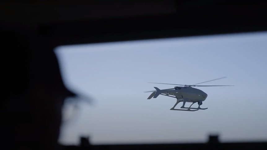 helicopter-like drone through window