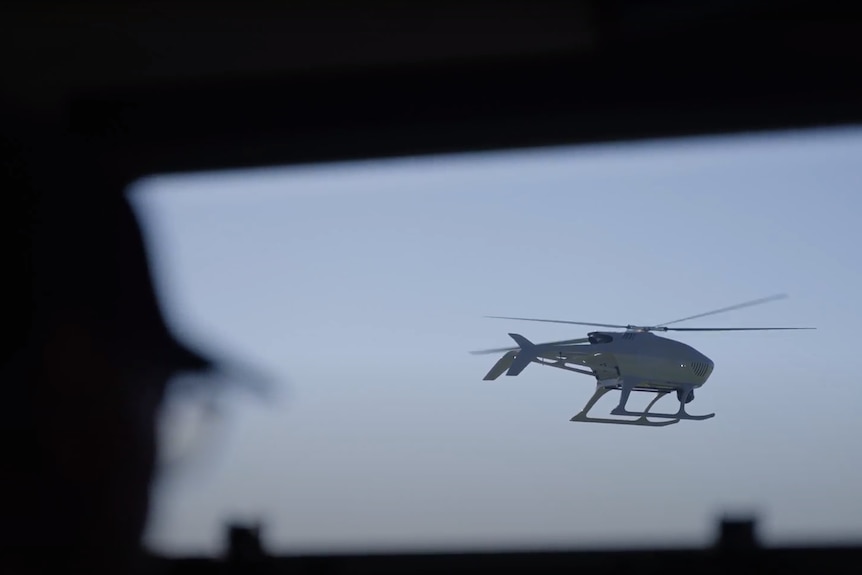 helicopter-like drone through window