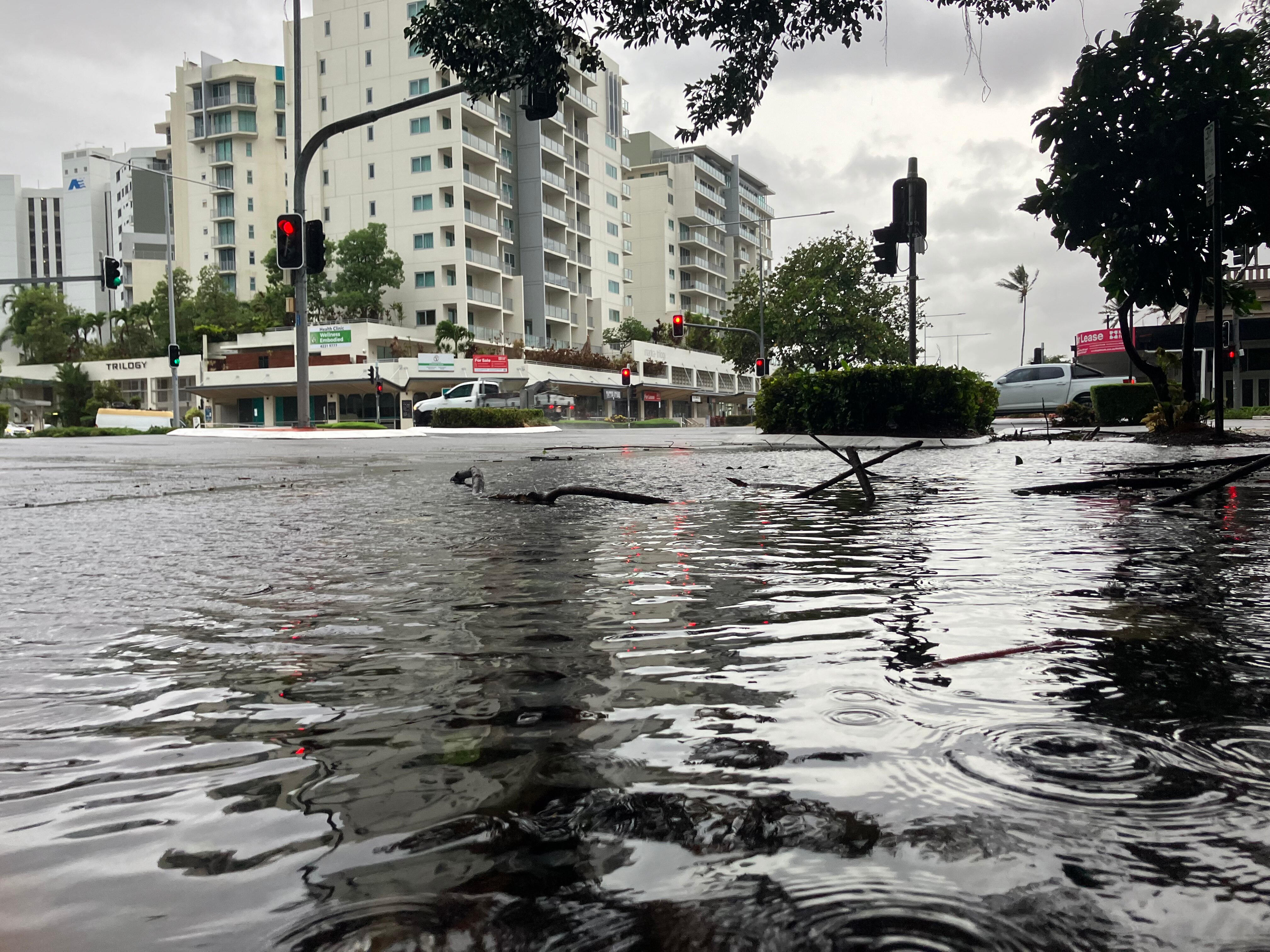 floodwaters on the streets of Cairns