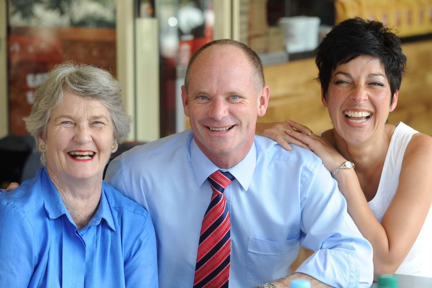 Jocelyn Newman, with son Campbell Newman and his wife Lisa, pictured in 2012.