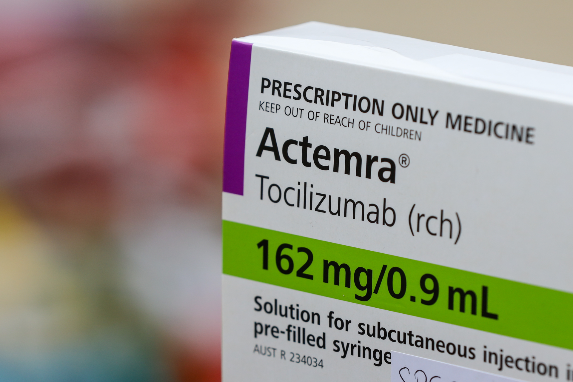 A packet of the medicine Actemra (Tocilizumab).